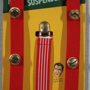 1227E WEMBLEY MENS RED JINGLE BELL SUSPENDERS ONE SIZE FITS ALL NEW IN PACKAGE